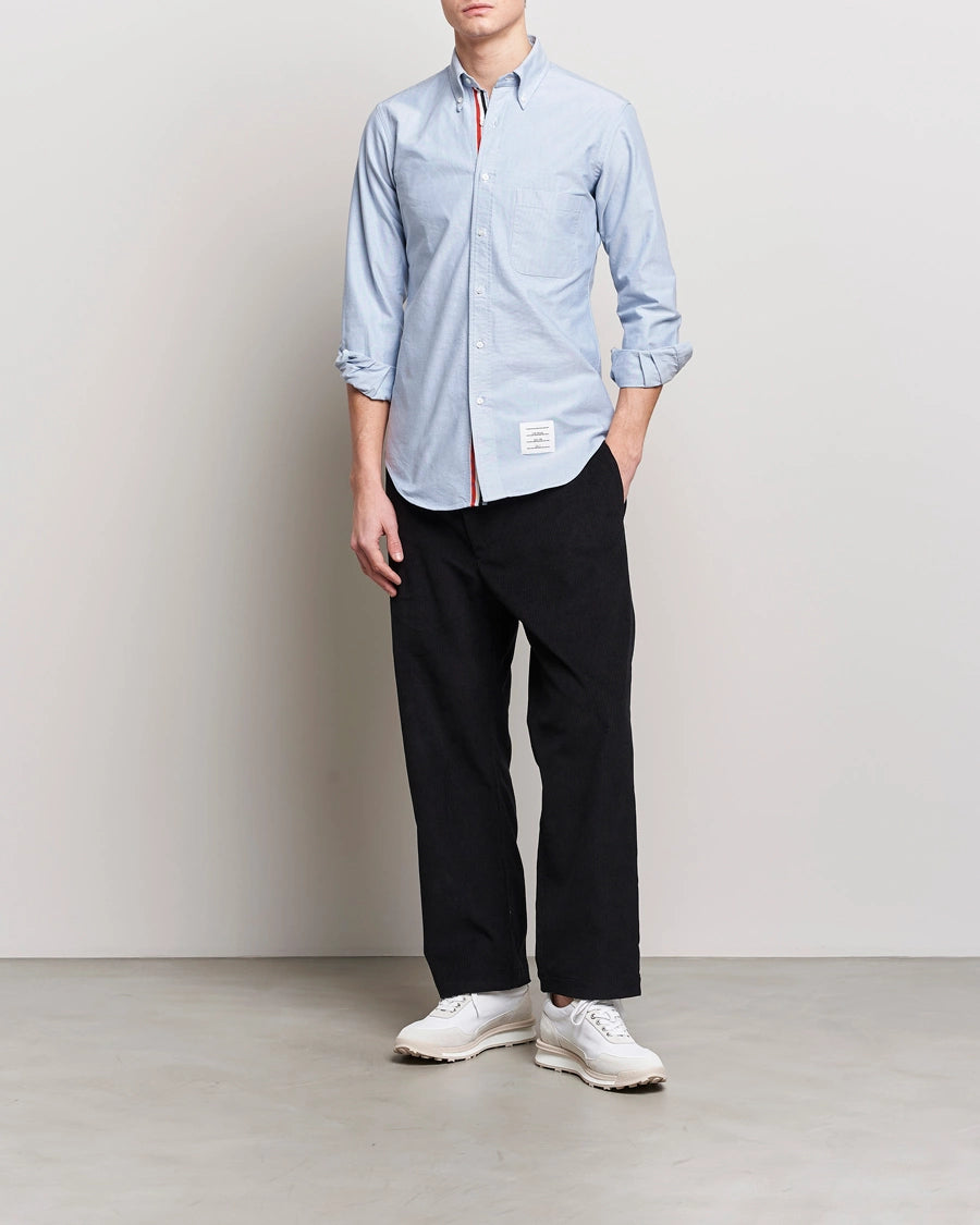 Thom Browne Contrast Placket Oxford Shirt Light Blue