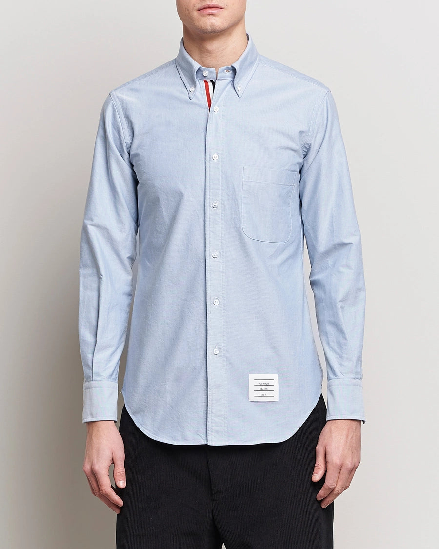 Thom Browne Contrast Placket Oxford Shirt Light Blue