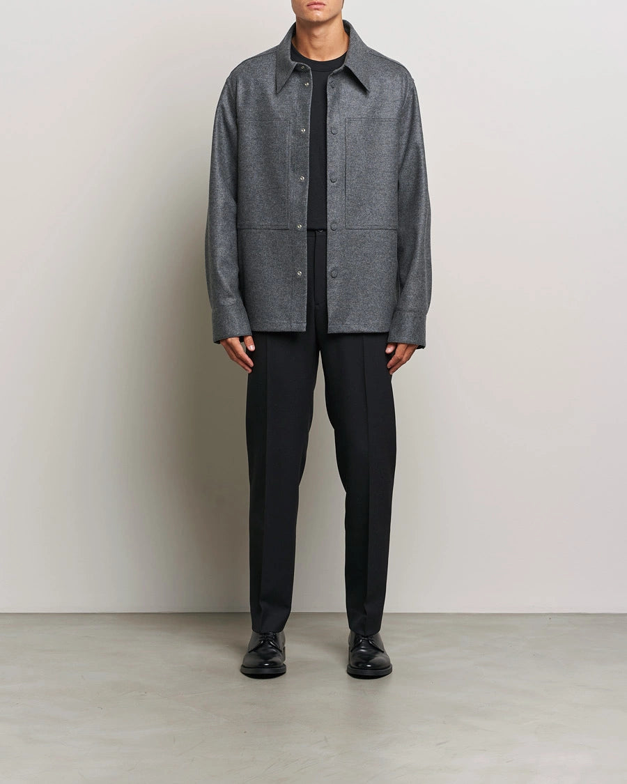 Jil Sander Wool Flannel Overshirt Grey Melange