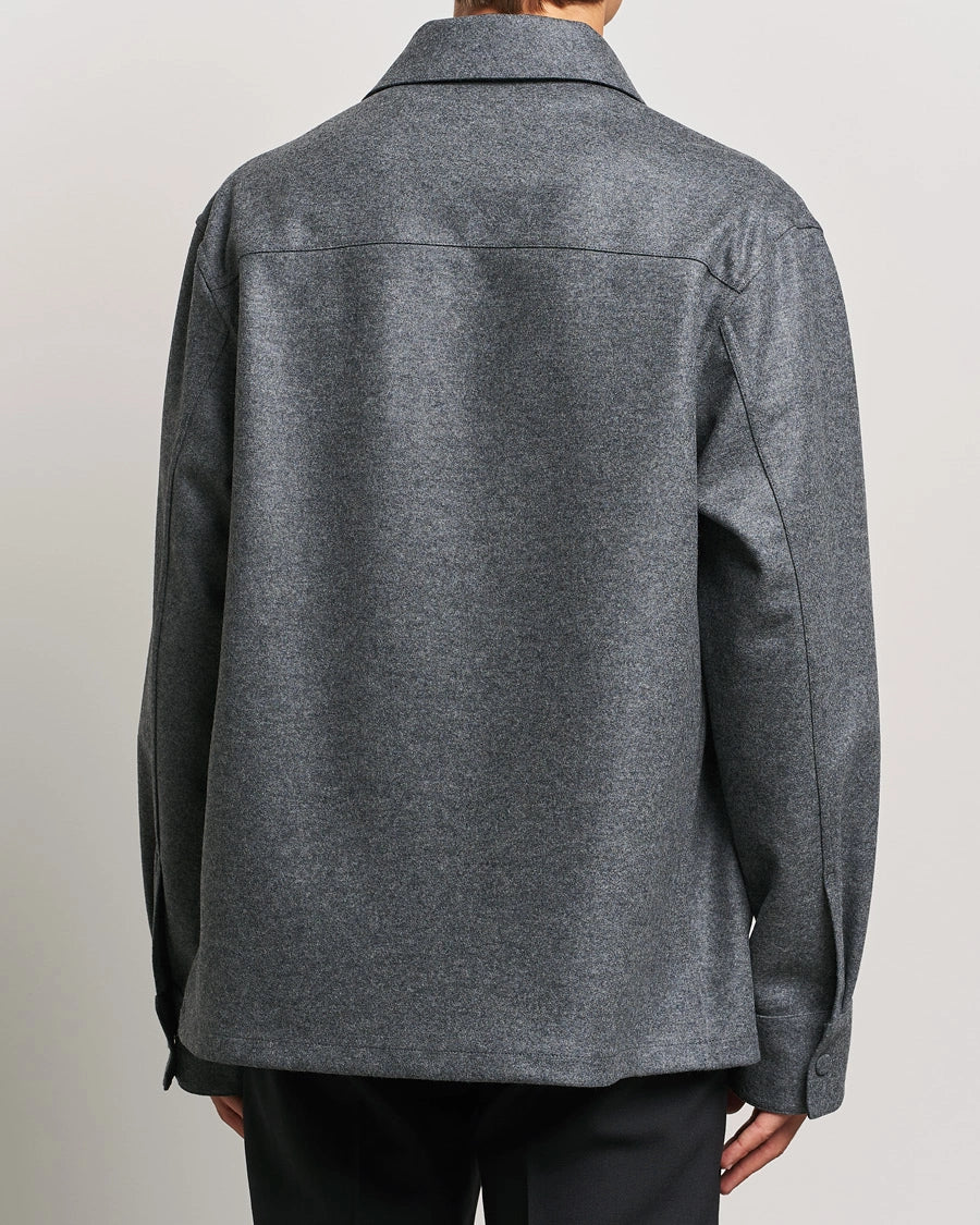 Jil Sander Wool Flannel Overshirt Grey Melange