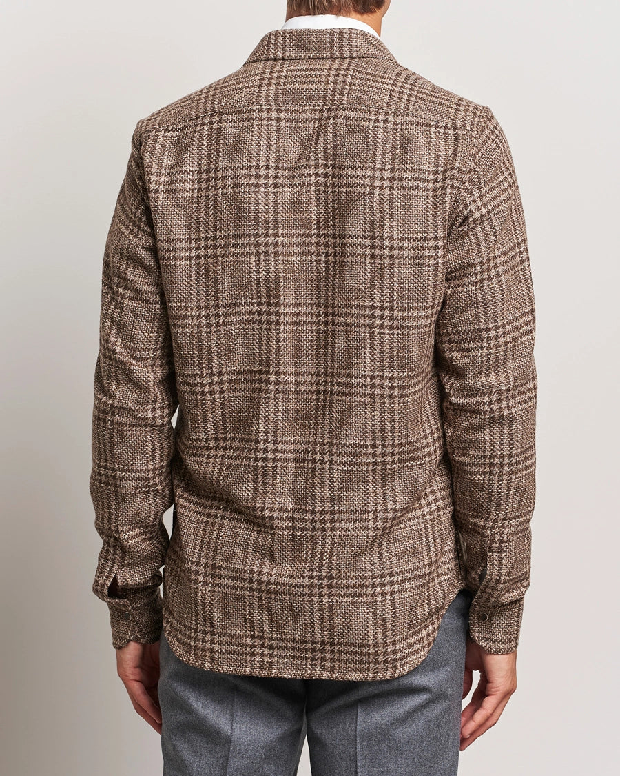 Kiton Wool Check Overshirt Brown Check