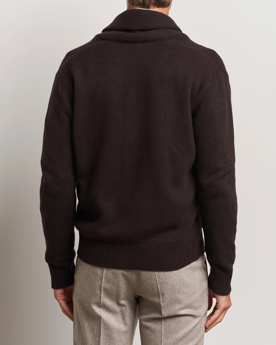 Oscar Jacobson Aspen Heavy Knitted Cardigan Brown
