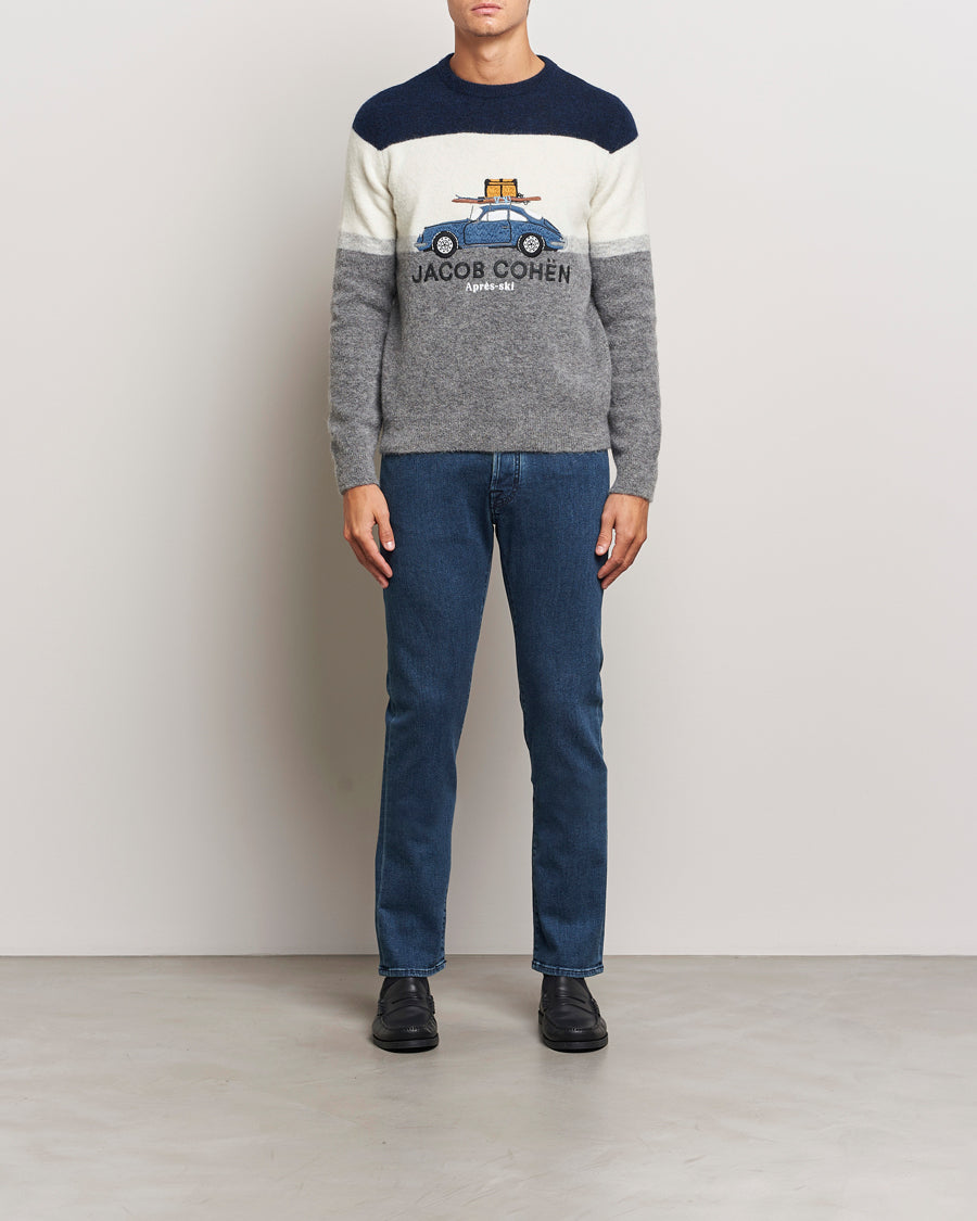 Jacob Cohën Alpaca/Wool Embrodery Sweater Blue/White/Grey