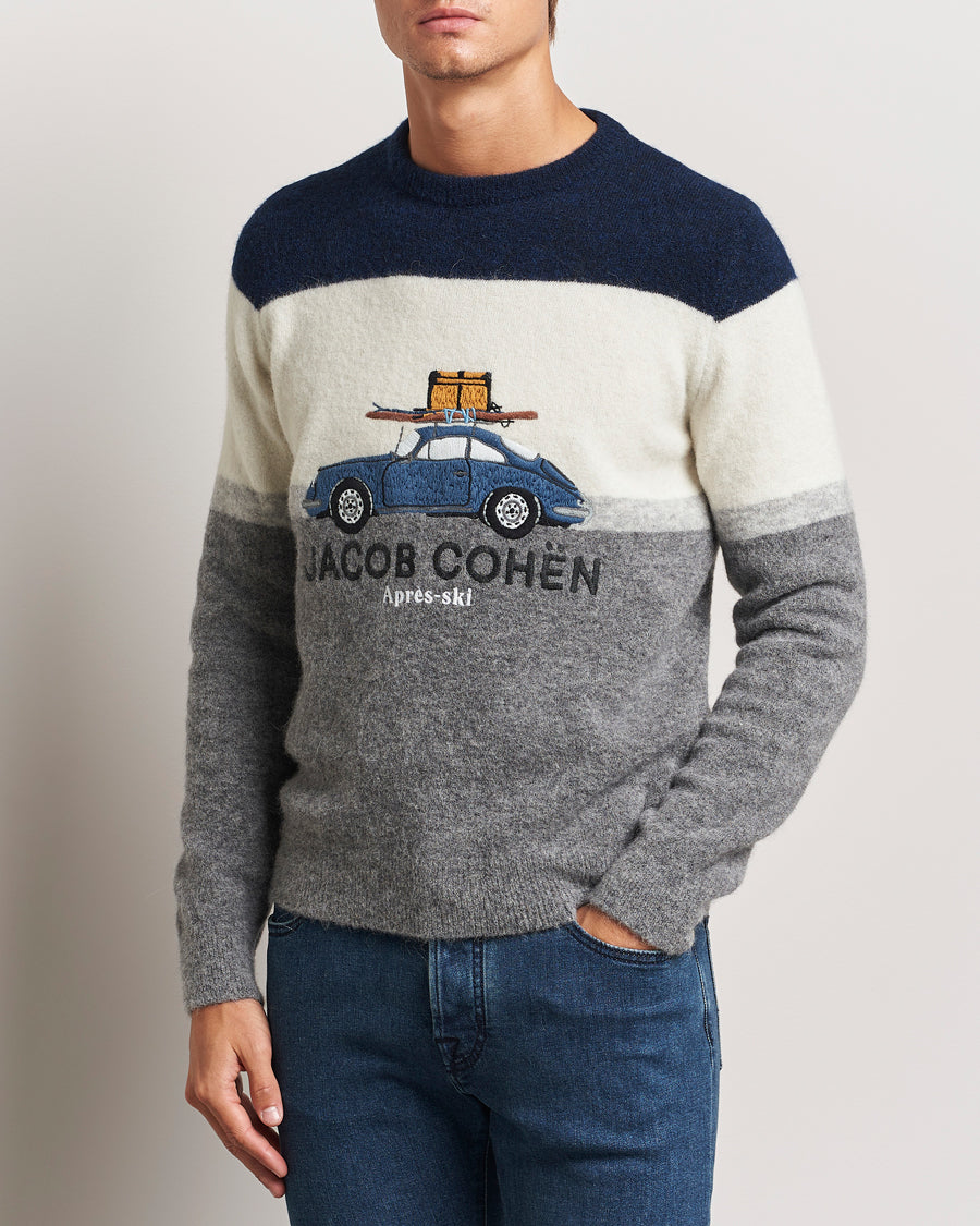 Jacob Cohën Alpaca/Wool Embrodery Sweater Blue/White/Grey