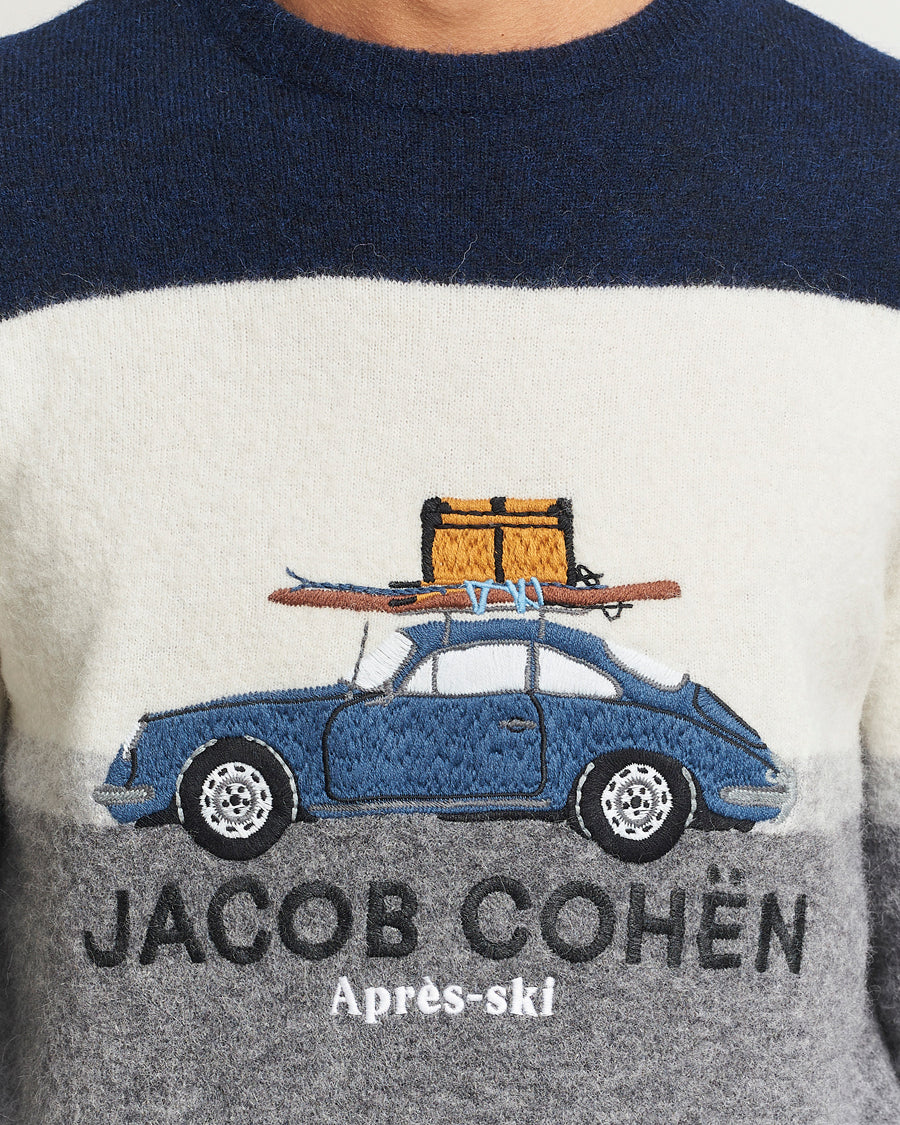 Jacob Cohën Alpaca/Wool Embrodery Sweater Blue/White/Grey