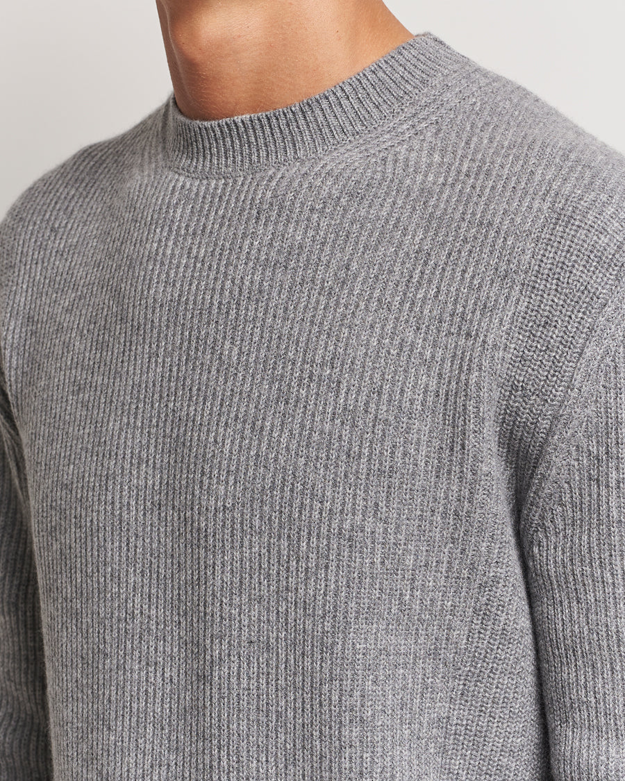Zegna Oasi Cashmere Rib Crewneck Grey Melange