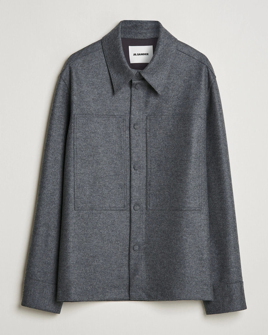 Jil Sander Wool Flannel Overshirt Grey Melange