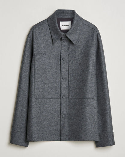 Jil Sander Wool Flannel Overshirt Grey Melange