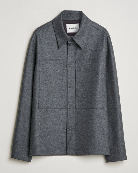 Jil Sander Wool Flannel Overshirt Grey Melange