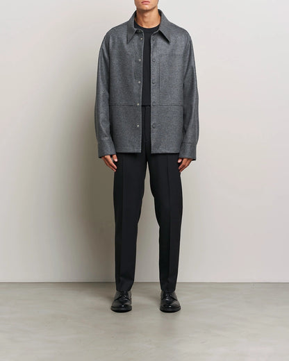Jil Sander Wool Flannel Overshirt Grey Melange