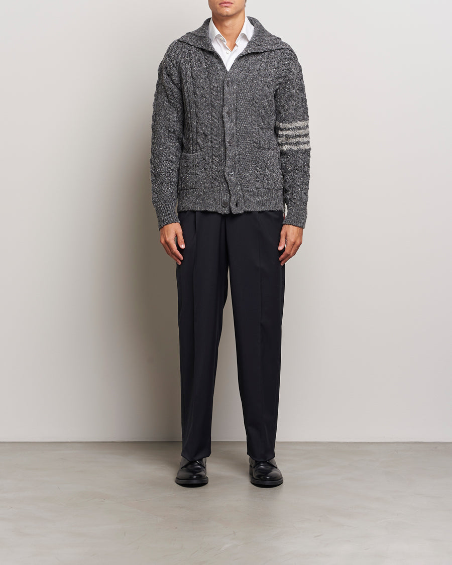 Thom Browne Donegal Cable Cardigan Medium Grey