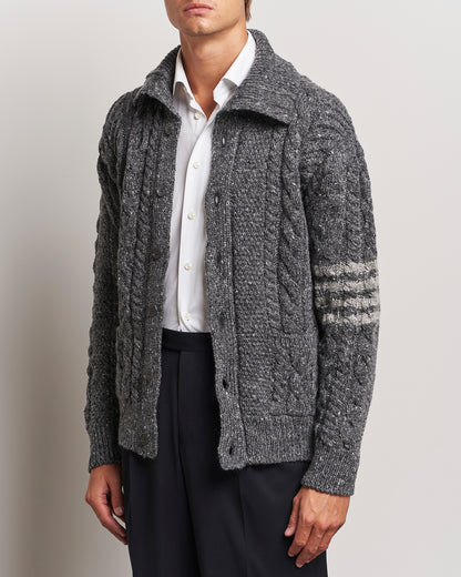 Thom Browne Donegal Cable Cardigan Medium Grey