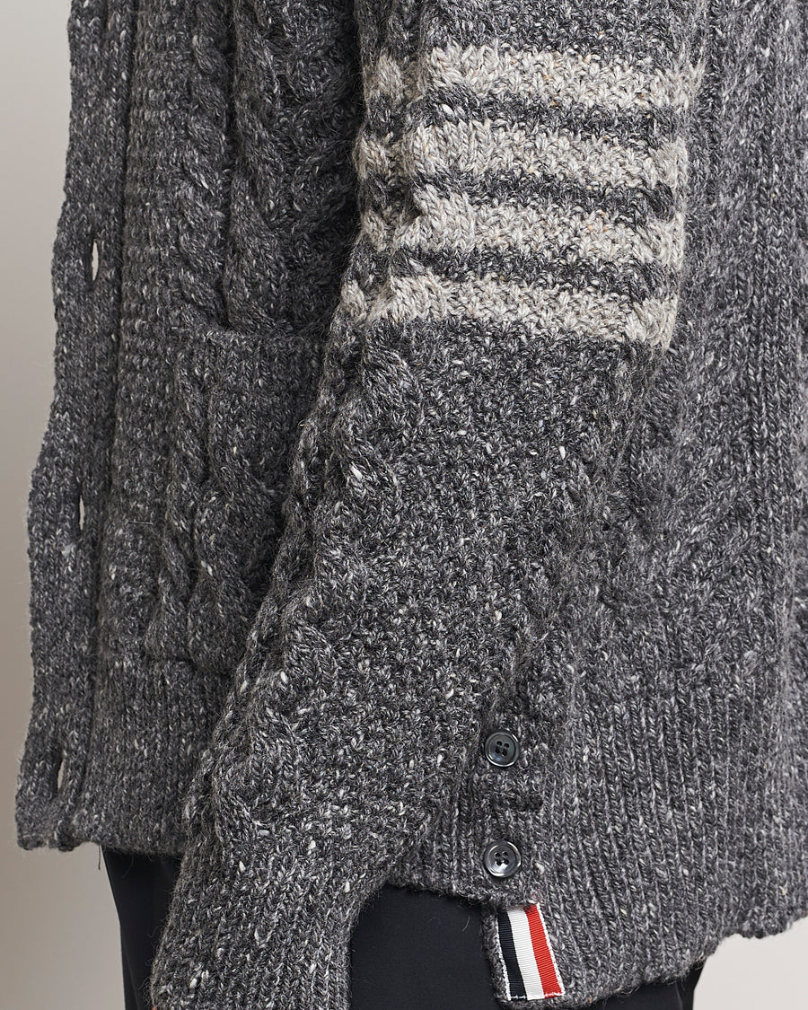 Thom Browne Donegal Cable Cardigan Medium Grey