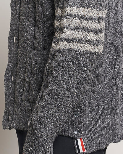 Thom Browne Donegal Cable Cardigan Medium Grey