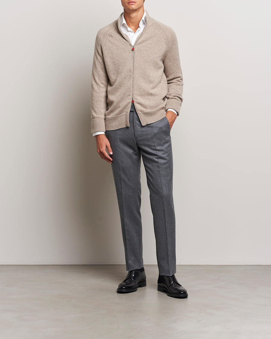 Kiton Cashmere Raglan Full Zip Beige