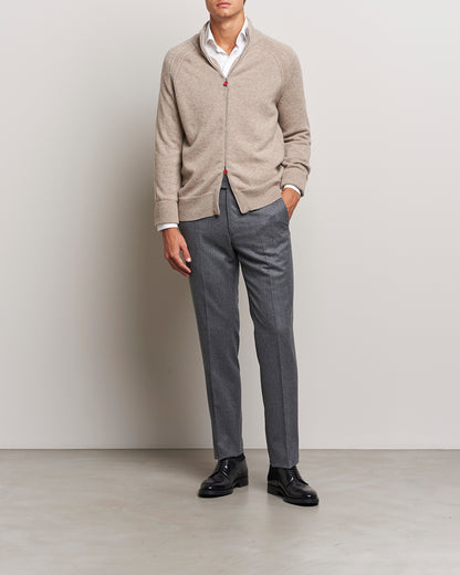 Kiton Cashmere Raglan Full Zip Beige