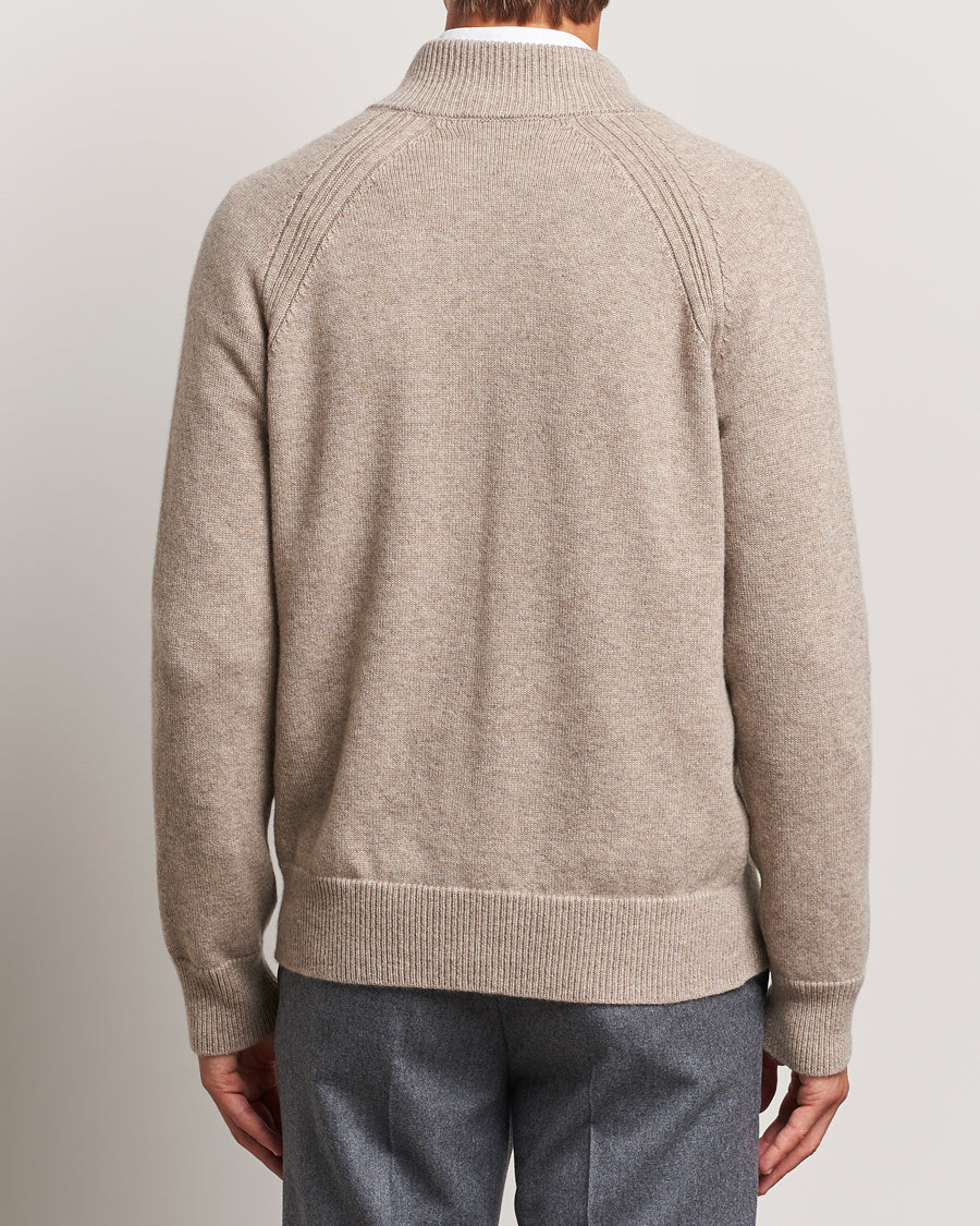 Kiton Cashmere Raglan Full Zip Beige
