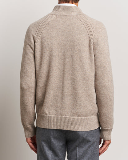 Kiton Cashmere Raglan Full Zip Beige