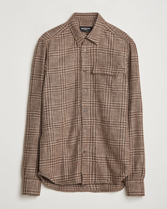 Kiton Wool Check Overshirt Brown Check