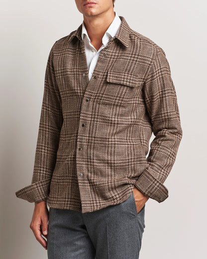 Kiton Wool Check Overshirt Brown Check