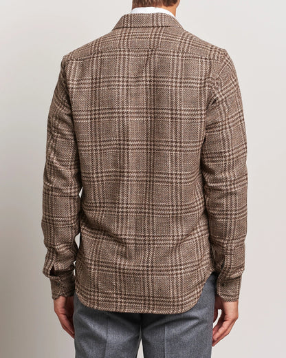 Kiton Wool Check Overshirt Brown Check