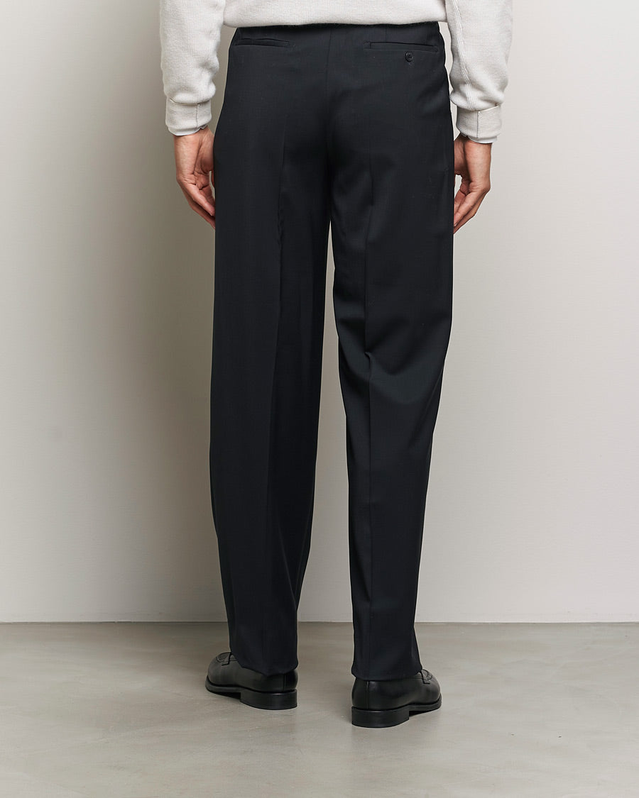 Brioni Pleated Wool Trousers Navy