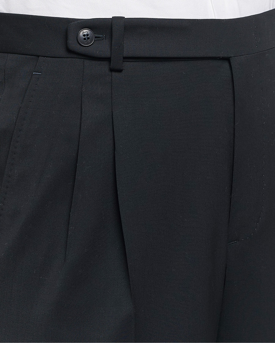 Brioni Pleated Wool Trousers Navy