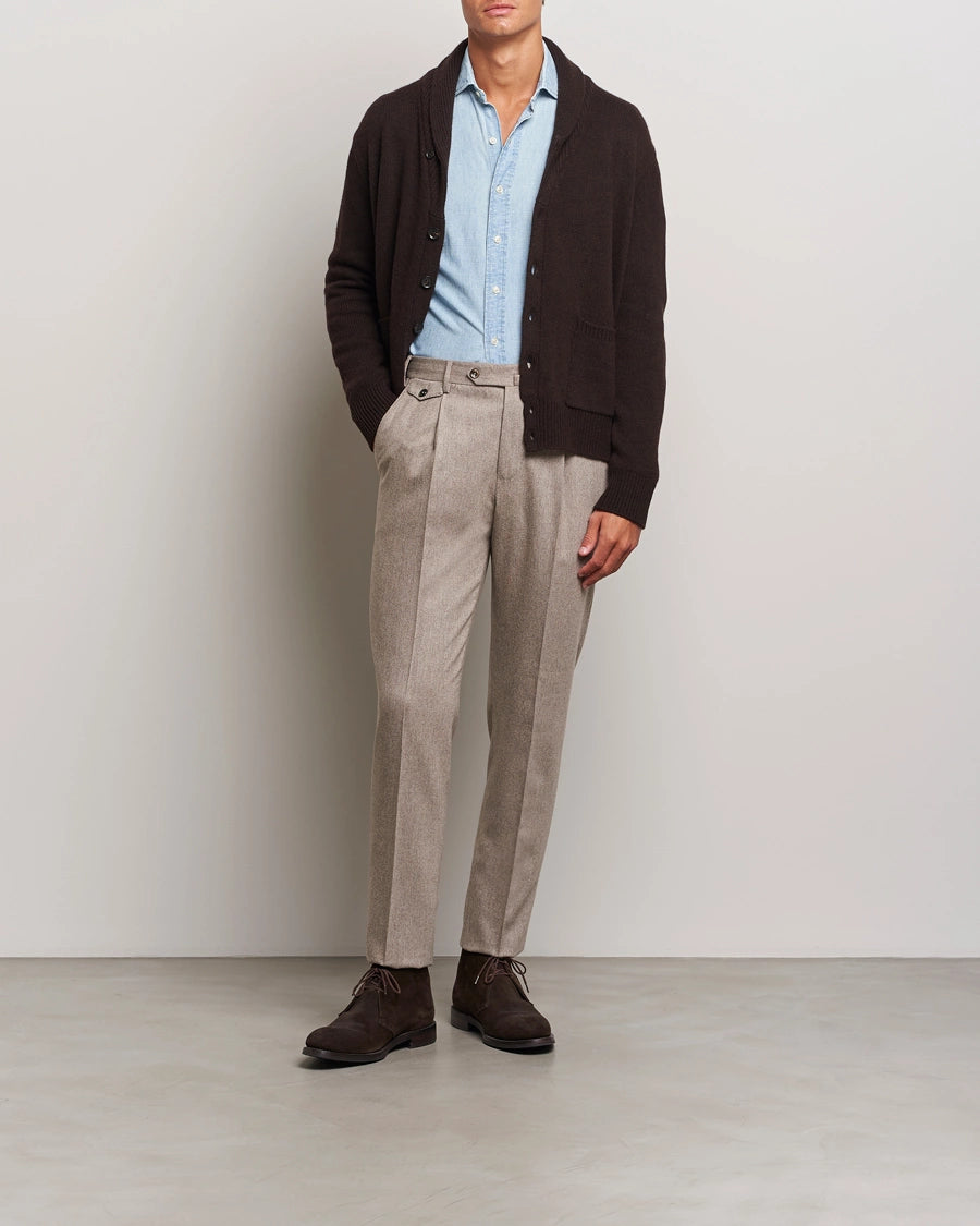 Oscar Jacobson Aspen Heavy Knitted Cardigan Brown