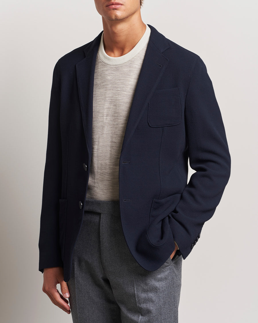 Giorgio Armani Stretch Wool Blazer Navy