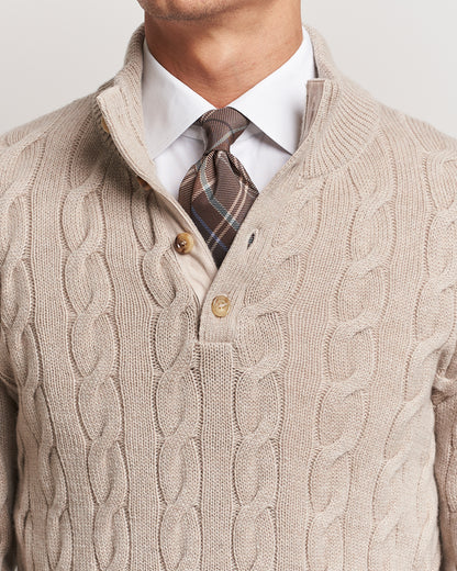 Ralph Lauren Purple Label Cashmere Cable Half Zip Beige