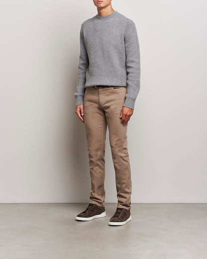 Zegna Oasi Cashmere Rib Crewneck Grey Melange