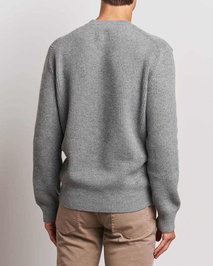 Zegna Oasi Cashmere Rib Crewneck Grey Melange