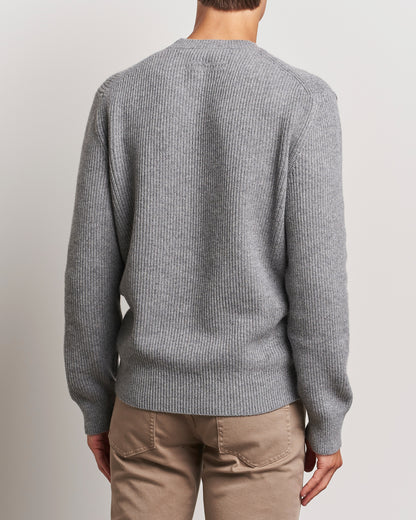 Zegna Oasi Cashmere Rib Crewneck Grey Melange
