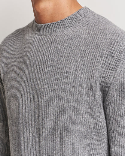 Zegna Oasi Cashmere Rib Crewneck Grey Melange